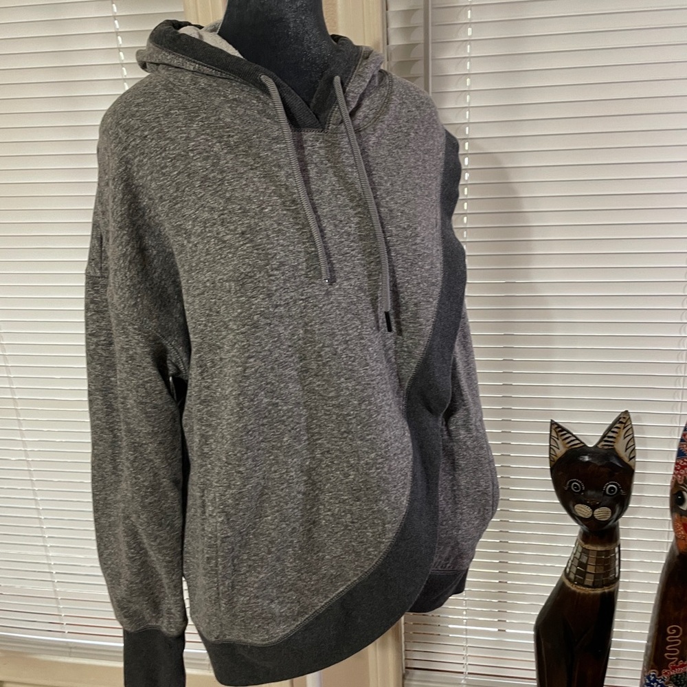 Two tone gray hooded sweatshirt